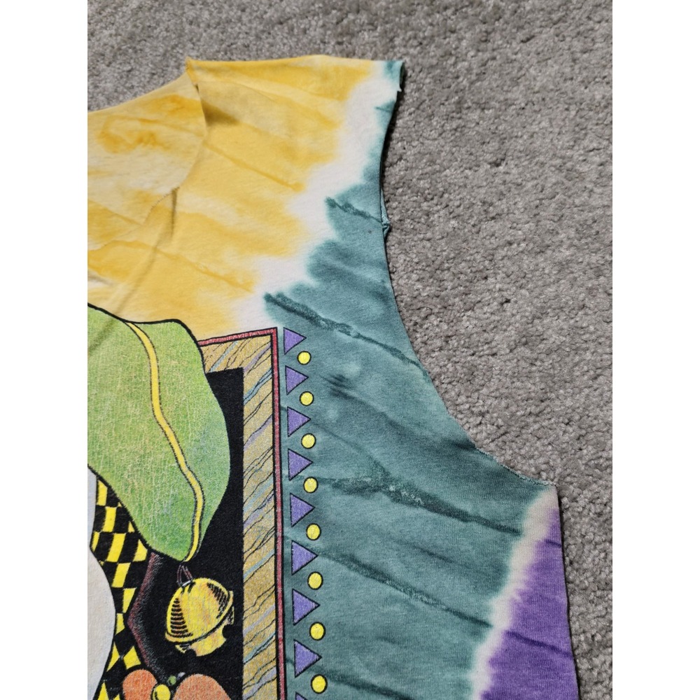 VTG Chopped Single Stitch Mardi Gras T Shirt Tie Dye Mens L 80s Screen Stars - Picture 9 of 16